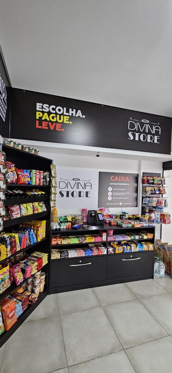 Balcão de caixa — escolha, pague, leve